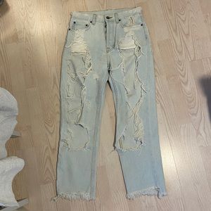 Adorable Light Washed Blue Ripped Jeans From LF Boutique